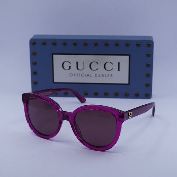 Gucci GG1315S 004 Cat Eye Sunglasses - Transparent Fuchsia - Picture 1 of 11